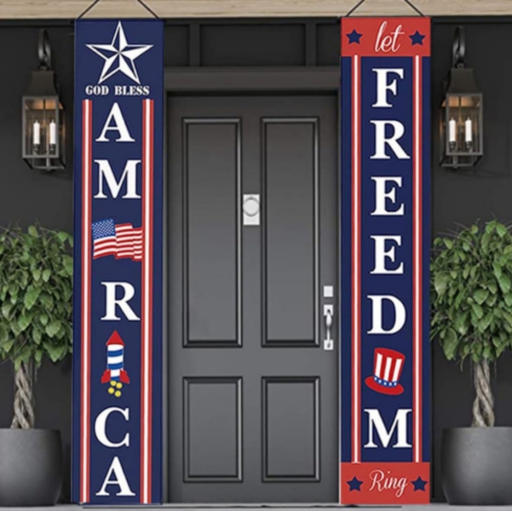 New Nolitoy 1 Pair Independence Day Front Door Sign Usa Festive Banner